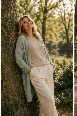 Cinzia Cavedon standing beside a tree in soft natural light